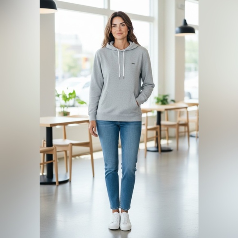 Lacoste Heather Gray Lightweight Hoodie